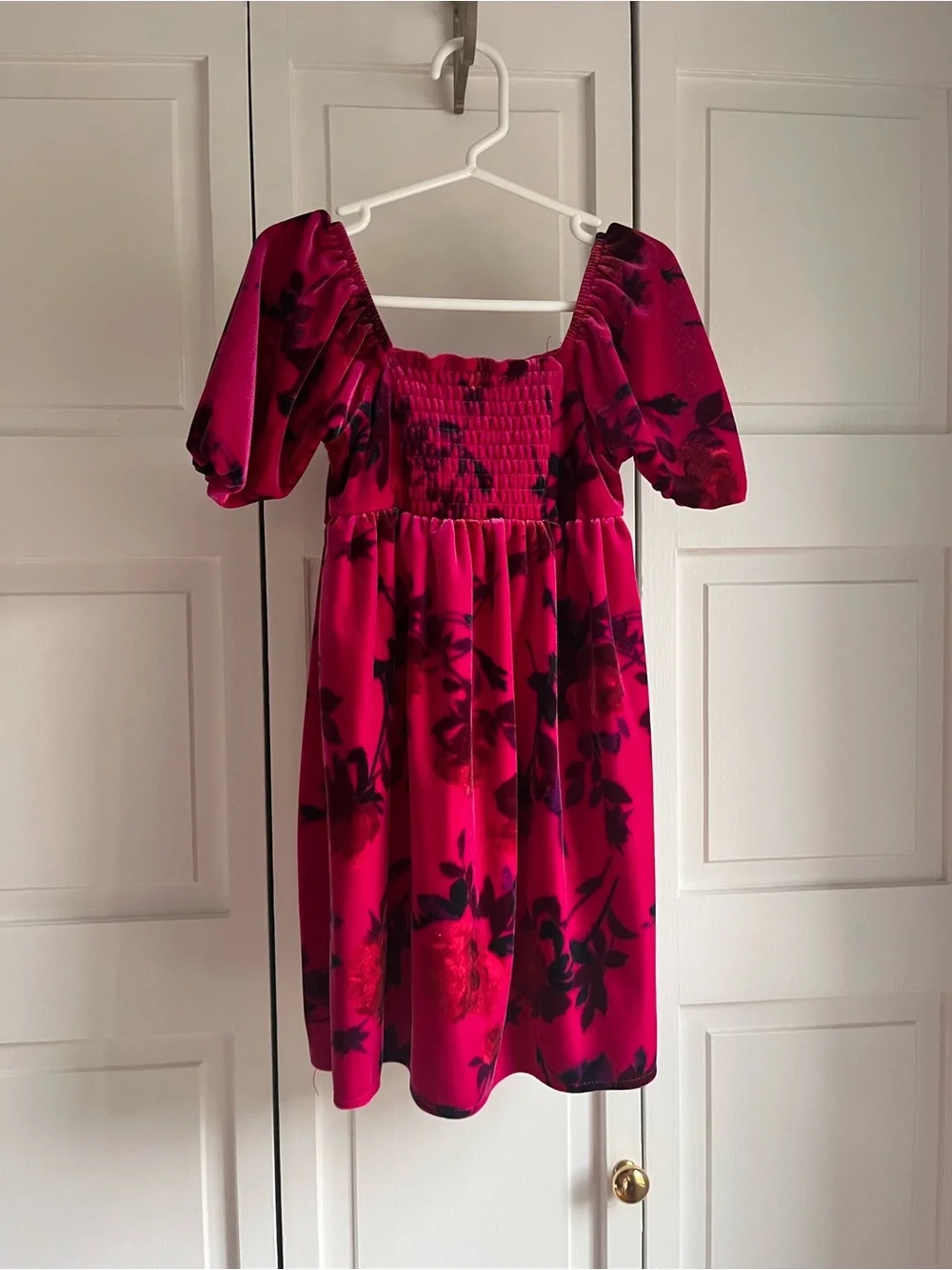 The Children's Place Hot Pink Floral Puff-Sleeve Dress